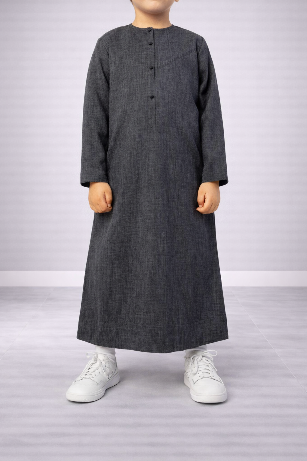 Emirati Qamis for Boys “Premium” Melange Navy Emirati Qamis for Boys “Premium” Melange Navy