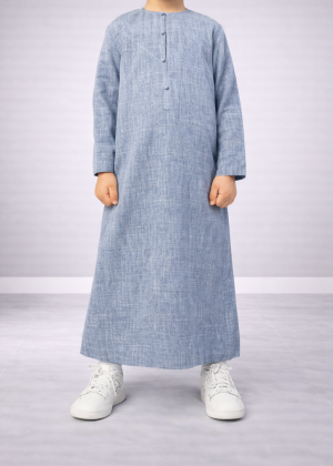 Emirati Qamis for Boys “Premium” Melange Blue